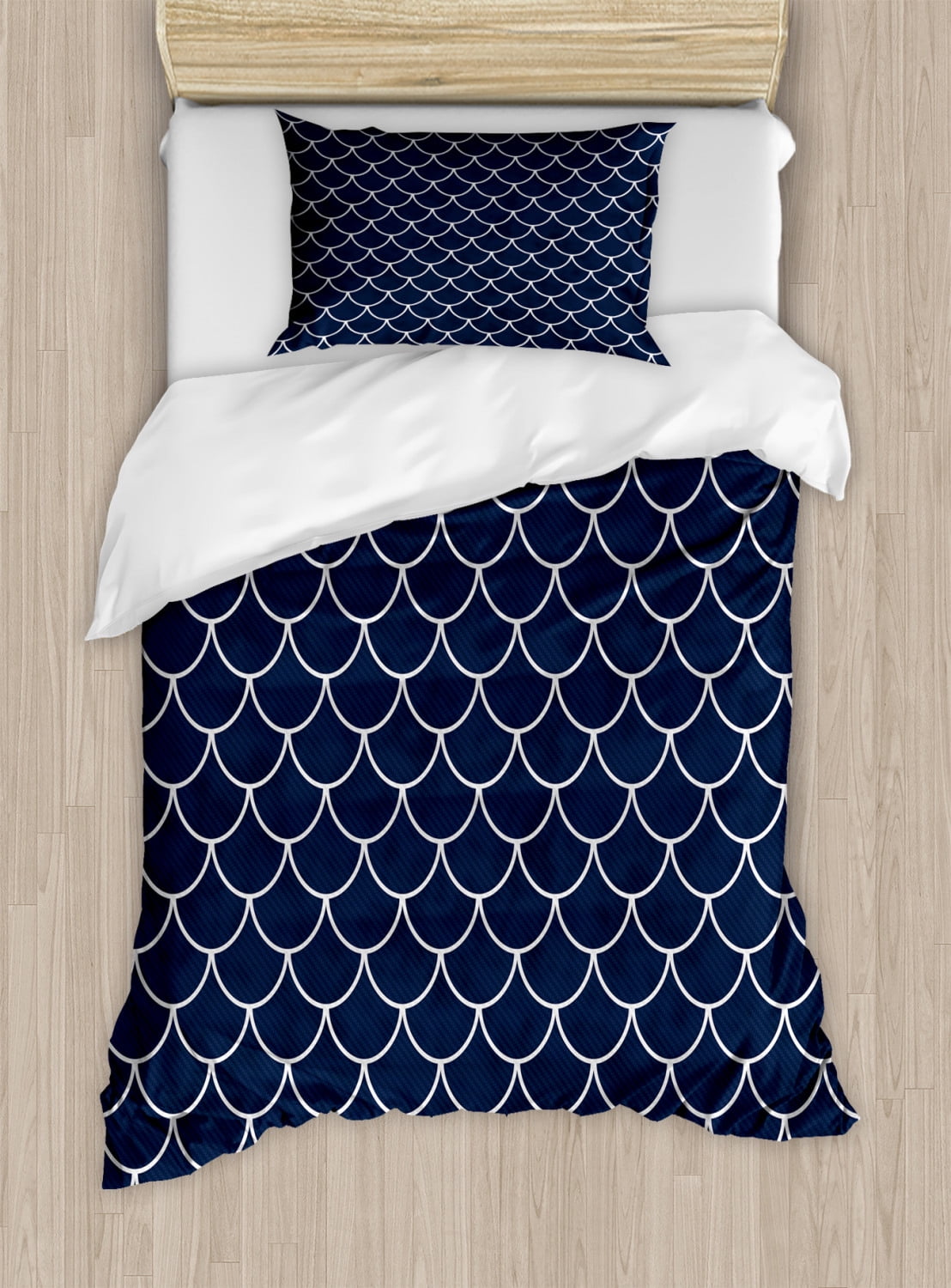 Indigo and White Twin Nautical Duvet Cover Set