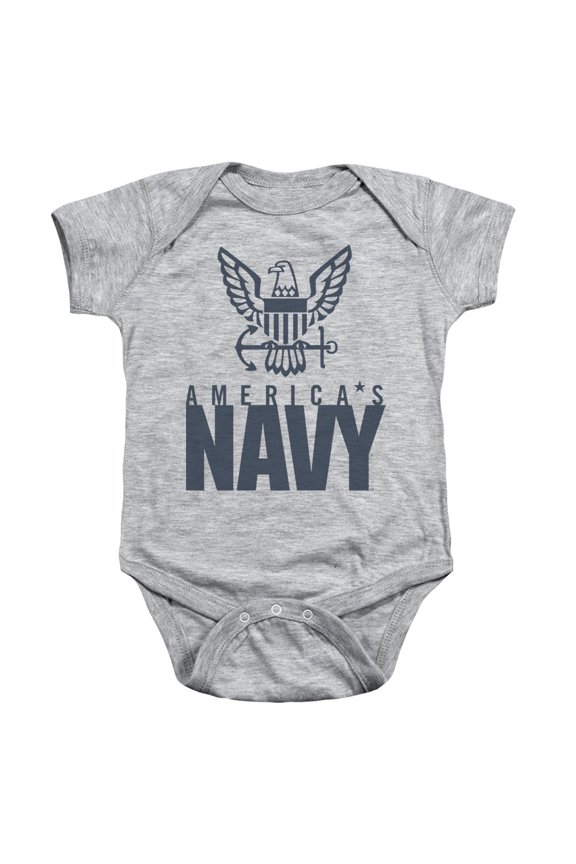 Navy Eagle Logo Infant Baby Romper T-Shirt Athletic Heather