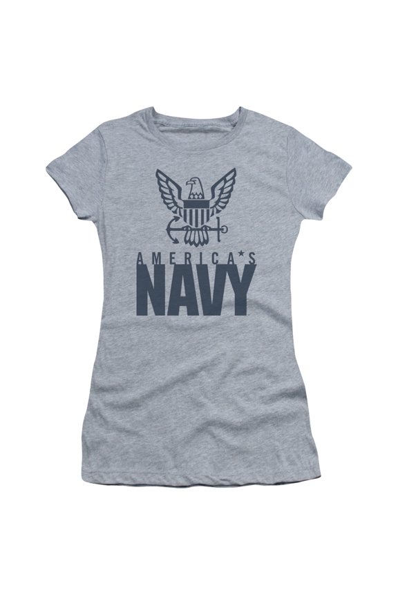 Navy - Eagle Logo - Juniors Teen Girls Cap Sleeve Shirt - Small