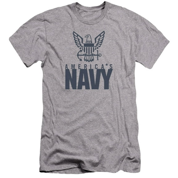 Navy - Eagle Logo - Premium Slim Fit Short Sleeve Shirt - Medium