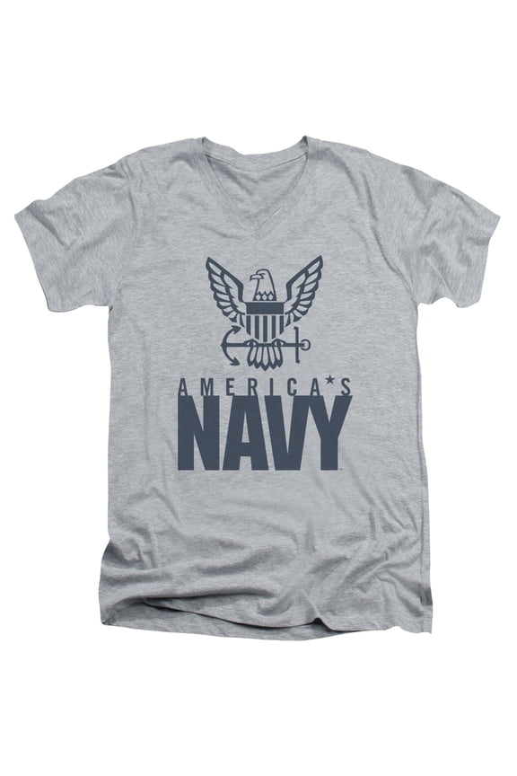 Navy - Eagle Logo - Slim Fit V Neck Shirt - Small