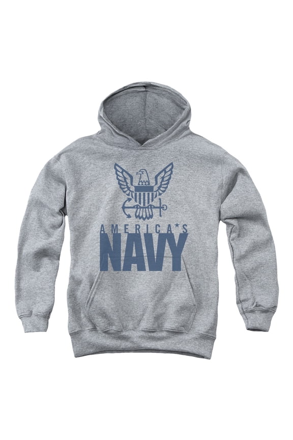 Navy - Eagle Logo - Youth Hooded Sweatshirt - Large