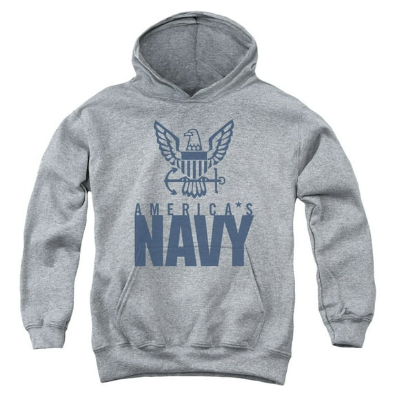 Navy - Eagle Logo - Youth Hooded Sweatshirt - Small