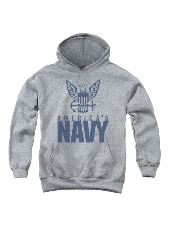 Navy - Eagle Logo - Youth Hooded Sweatshirt - Small