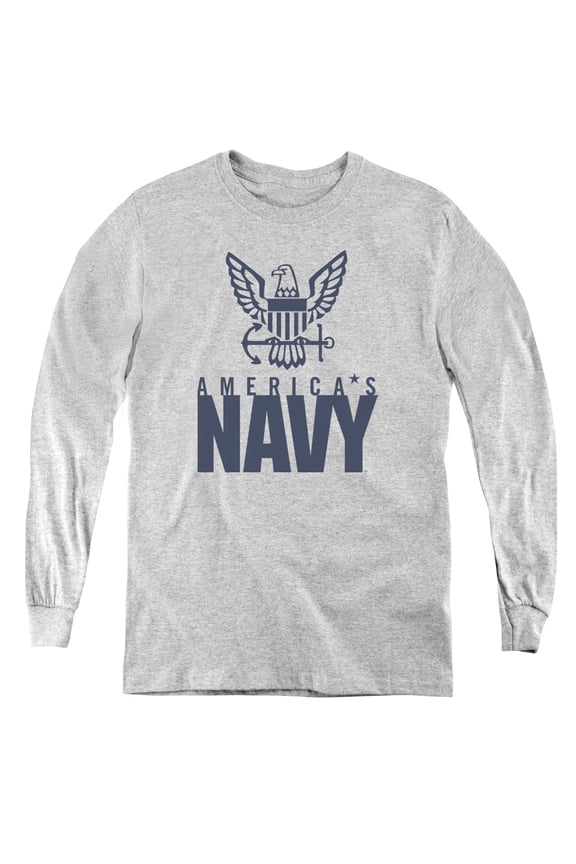 Navy - Eagle Logo - Youth Long Sleeve Shirt - Large