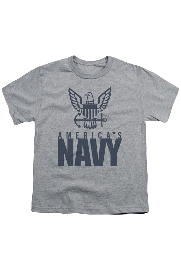 Navy - Eagle Logo - Youth Short Sleeve Shirt - Small