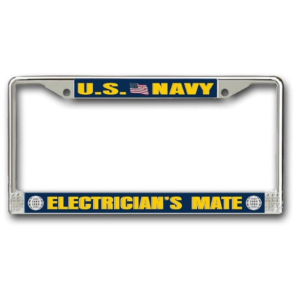 Navy Electrician's Mate EM Chrome License Plate Frame