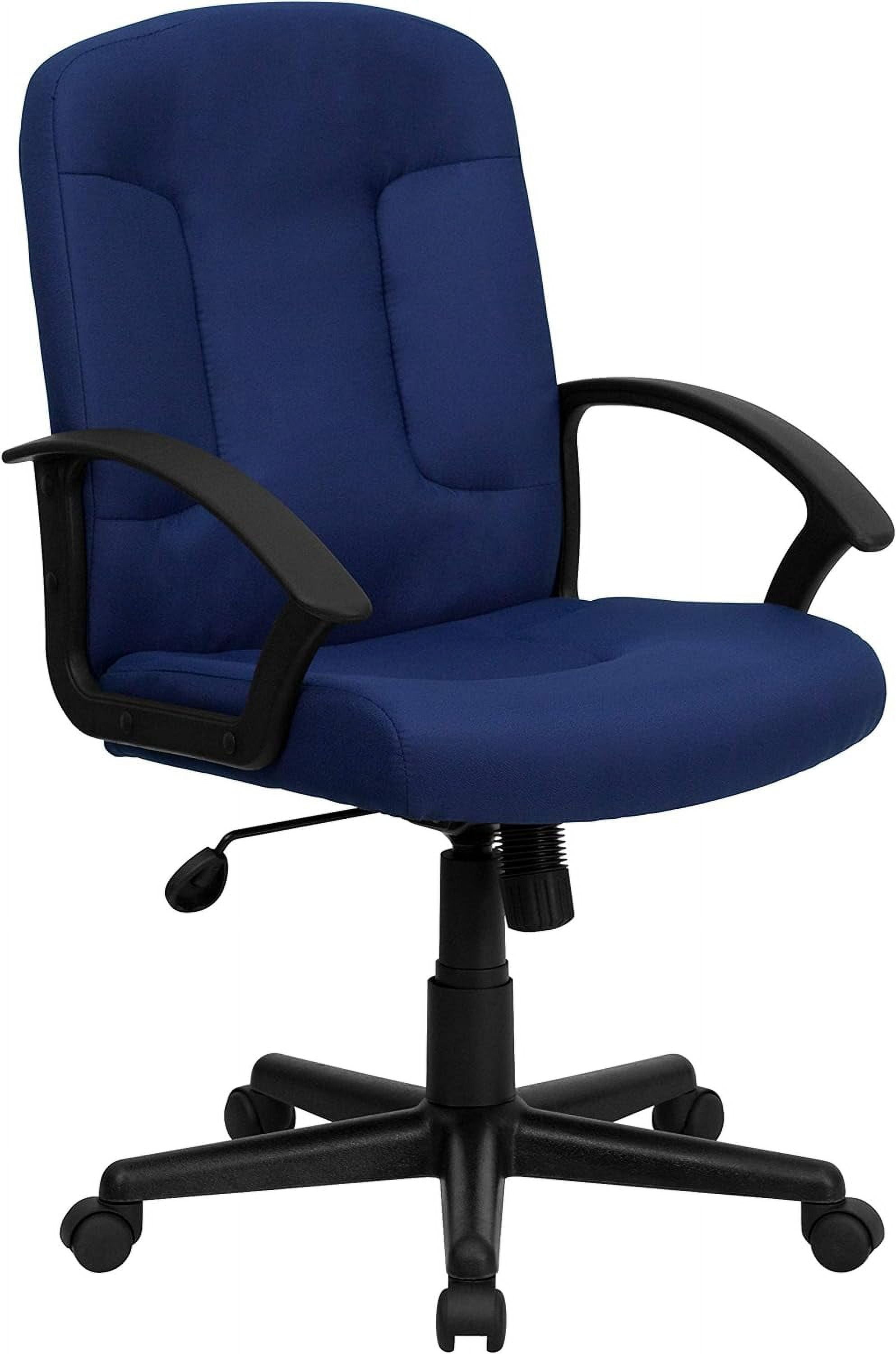 Navy Elegance Swivel Mid-Back Executive Chair with Fabric Upholstery