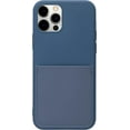 thumbnail image 1 of Navy Felt Lined Silicone Phone Case With Stitched Front Pocket for iPhone 12 & 12 Pro + Tempered Glass Screen Protector, 1 of 4