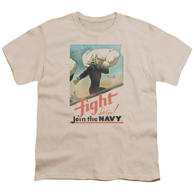 Navy - Fight Lets Go - Youth Short Sleeve Shirt - X-Large