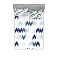 thumbnail image 1 of Navy Fitted Sheet & Pillow Sham Set, Abstract Ikat Primitive Ethnic Chevron Zigzag Folk Traditional Image, Decorative Printed 6 Piece Bedding Decor Set, Queen, Slate Blue Purple White, by Ambesonne, 1 of 3