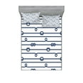 thumbnail image 1 of Navy Fitted Sheet & Pillow Sham Set, Ship Boat Sea Life and Marine Nautical Knots as Border Lines Art Print, Decorative Printed 6 Piece Bedding Decor Set, Calking, Navy Blue and White, by Ambesonne, 1 of 3