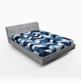 thumbnail image 1 of Navy Fitted Sheet, Soft Pastel Toned Modern Herringbone Pattern with Zigzag Twisty Stripes Image, Soft Decorative Fabric Bedding, Full Size, Dark and Slate Blue, by Ambesonne, 1 of 2
