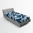 thumbnail image 1 of Navy Fitted Sheet, Soft Pastel Toned Modern Herringbone Pattern with Zigzag Twisty Stripes Image, Soft Decorative Fabric Bedding, Twin XL Size, Dark and Slate Blue, by Ambesonne, 1 of 2