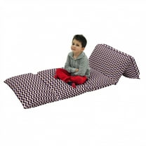 Navy Floor Pillow Lounger Cover, Zigzag Striped Design in Modern Colors with Art Fashion Chevron Lines Pattern, Nap Mat Printed Fabric Case for 5 Pillows, 88" x 36", Purple Tan Red, by Ambesonne