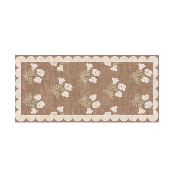 Navy Floral Entry Rug, Washable Indoor Outdoor Non- Front Door Mat, Boho Throw Rugs for Living Room Bedroom Entryway Kitchen Office Porch Decor, Durable Low Pile Farmhouse Style Floor Carpet