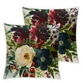 Navy Floral Pillow Covers Set of 2 Burgundy White Navy Blue with Golden