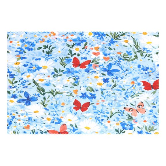 Navy Floral and Butterfly 12x18in Heat-Resistant Non-Slip Place Mat, Durable and Wrinkle-Resistant