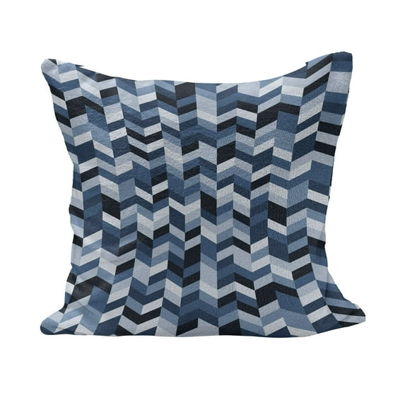 Navy Fluffy Throw Pillow Cushion Cover, Soft Pastel Toned Modern Herringbone Pattern with Zigzag Twisty Stripes Image, Rectangle Accent Pillow Case, 36" x 16", Dark Slate Blue, by Ambesonne