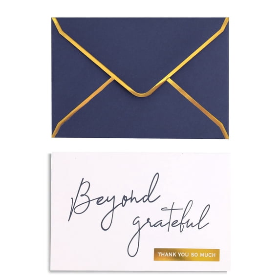 Navy Foil Letterpress Thank You Cards 36 Pack 4x6 Inches For Weddings, Graduations, Funerals