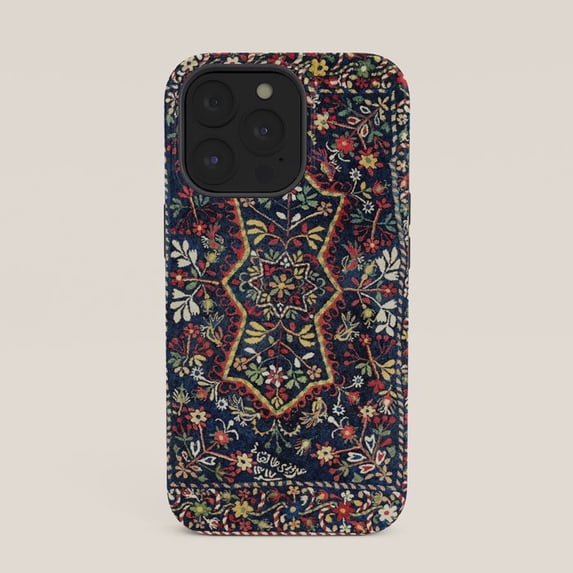 Navy Folk Floral Medallion Tough Case for Apple iPhone, Polycarbonate ...