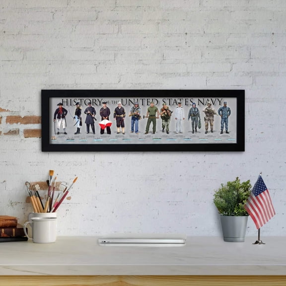 History of the United States Navy - Framed 1", printed with a matte finish, 6" x 24"