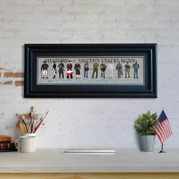 History of the United States Navy - Framed 2" Black Double Matted, Grooved Molding 6" x 24"