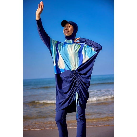 Navy Full Coverage Modest Swimwear Burkini Set M2513