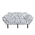 thumbnail image 1 of Navy Futon Couch, Ship Boat Sea Life and Marine Nautical Knots as Border Lines Art Print, Daybed with Metal Frame Upholstered Sofa for Living Dorm, Loveseat, Navy Blue and White, by Ambesonne, 1 of 4
