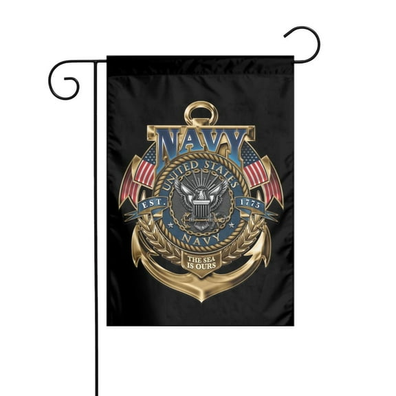 Navy Garden Flag for Yard Outside Decorations Double Sided for Home Indoor Outdoor Porch Patio Garden 12x18 in