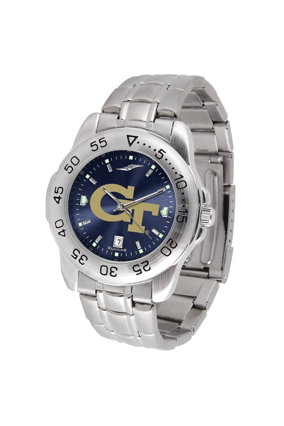 Navy Georgia Tech Yellow Jackets Sport Steel AnoChrome Watch