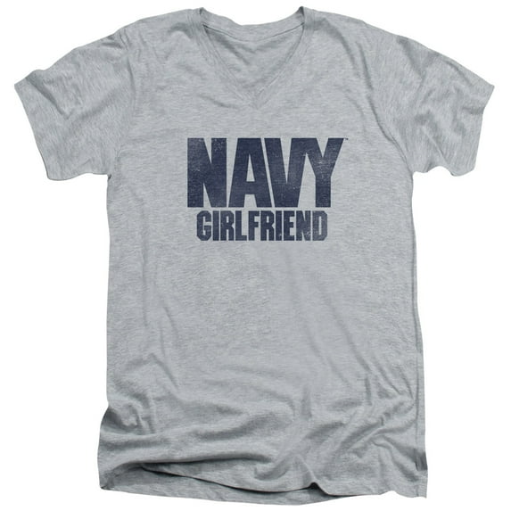 Navy Girlfriend Adult V-Neck T-Shirt 30/1 T-Shirt Athletic Heather