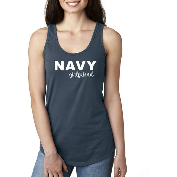 Navy Girlfriend (white) Racerback Tank