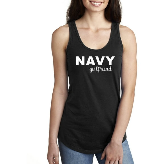 Navy Girlfriend (white) Racerback Tank