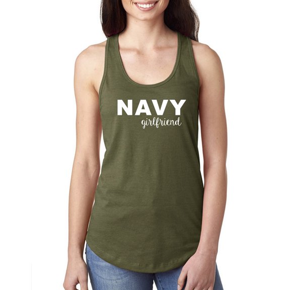 Navy Girlfriend (white) Racerback Tank