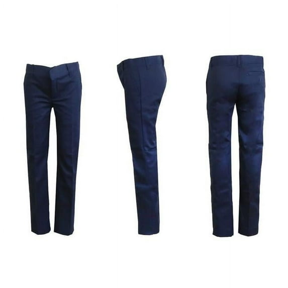 Navy Girls Basic Flat Front School Pants, Navy - Size 18 - 24 Per Pack - Case of 24