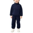 thumbnail image 1 of Navy Girls Fleece 2-Piece Set, Quarter Zip Top & Pants, Soft Warm Machine Washable Relaxed Fit Outfit for Kidss Kidss 0-6 Years,Size 2 T, 1 of 9