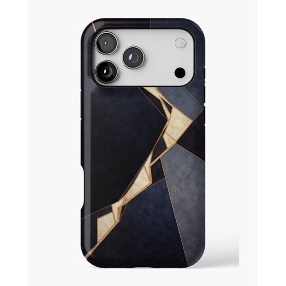 Navy Gold Split Abstract Print H1697 Premium Durable Case for iPhone 17 16 15 14 13 12 11 Pro Max – Unisex Style