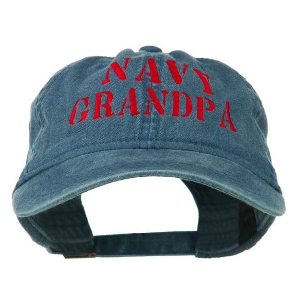 Navy Grandpa Embroidered Washed Cotton Cap - Navy OSFM