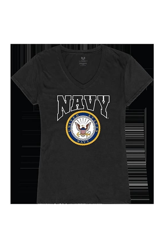 Navy Graphic V-Neck T-Shirts, Black - Small