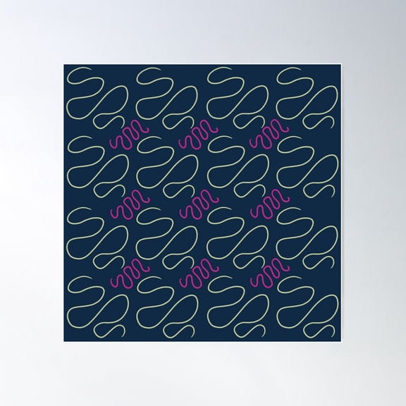 Navy, Green, And Magenta Funky Scribble Pattern Poster Wall Art, Modern Wall Decor For Living Room Bedroom, 24x24 UNFRAMED