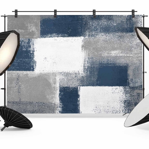 Navy Grey Abstract Art Backdrop for Photography, White Graffiti Retro Gradient Photo Backdrop Portrait Background Party Banner Photo Backgrounds for Studio Booth Props, 12x8ft