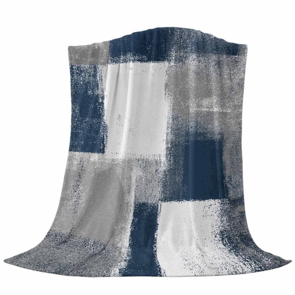 Navy Grey Abstract Art Throw Flannel Blanket White Graffiti Retro Gradient Super Soft Cozy Bed Blanket, Lightweight Plush Fuzzy Bed Throw for Bedroom Sofa Couch Living Room 30x40In,
