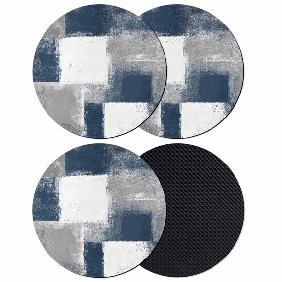 Navy Grey Paint Textured Coasters for Drinks,Absorbent Non Slip Rubber Drink Coasters Set of 4 for Cup,Table,Bar,Home Decor, Abstract Rustic Blue Tones
