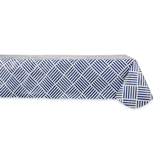 Navy Grid Vinyl Tablecloth 60x84