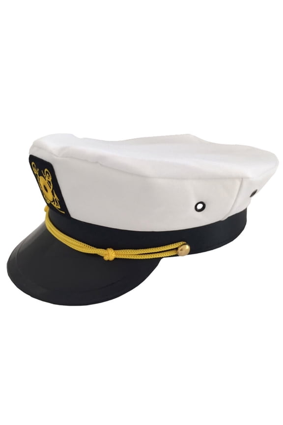 Navy HatWhite Cap Sailor Navy Hat Gold Yacht Boat CapsNautical Costume