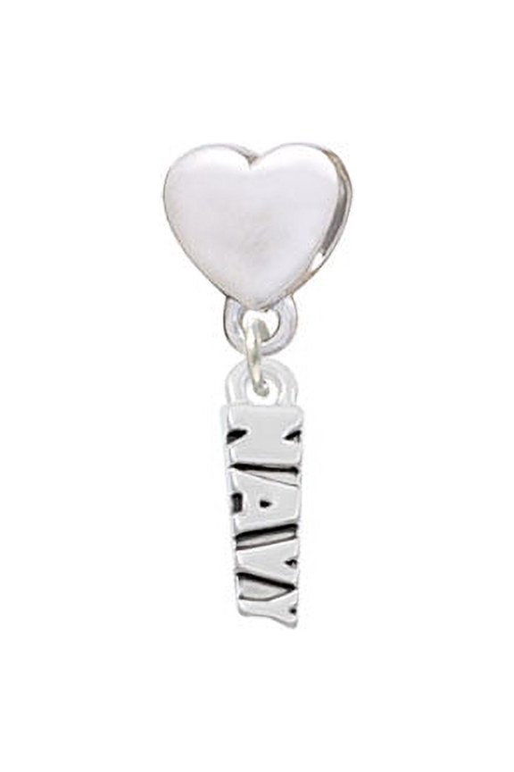 Navy - Heart Charm Bead