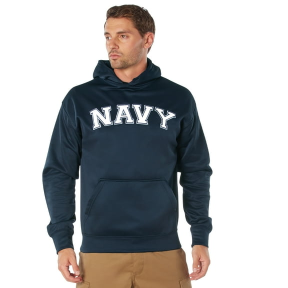 Navy Hooded Pullover Sweatshirt, Blue Hoodie, 2XL