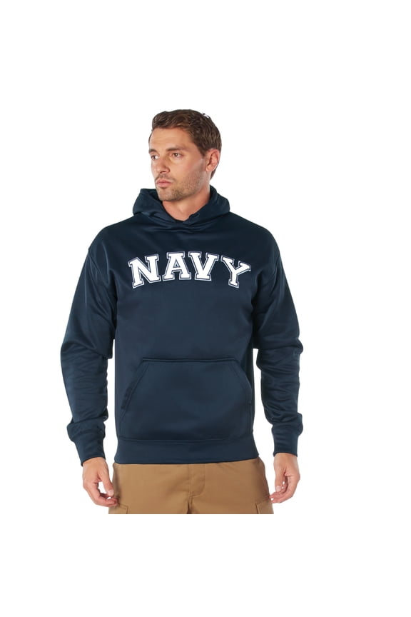 Navy Hooded Pullover Sweatshirt, Blue Hoodie, L