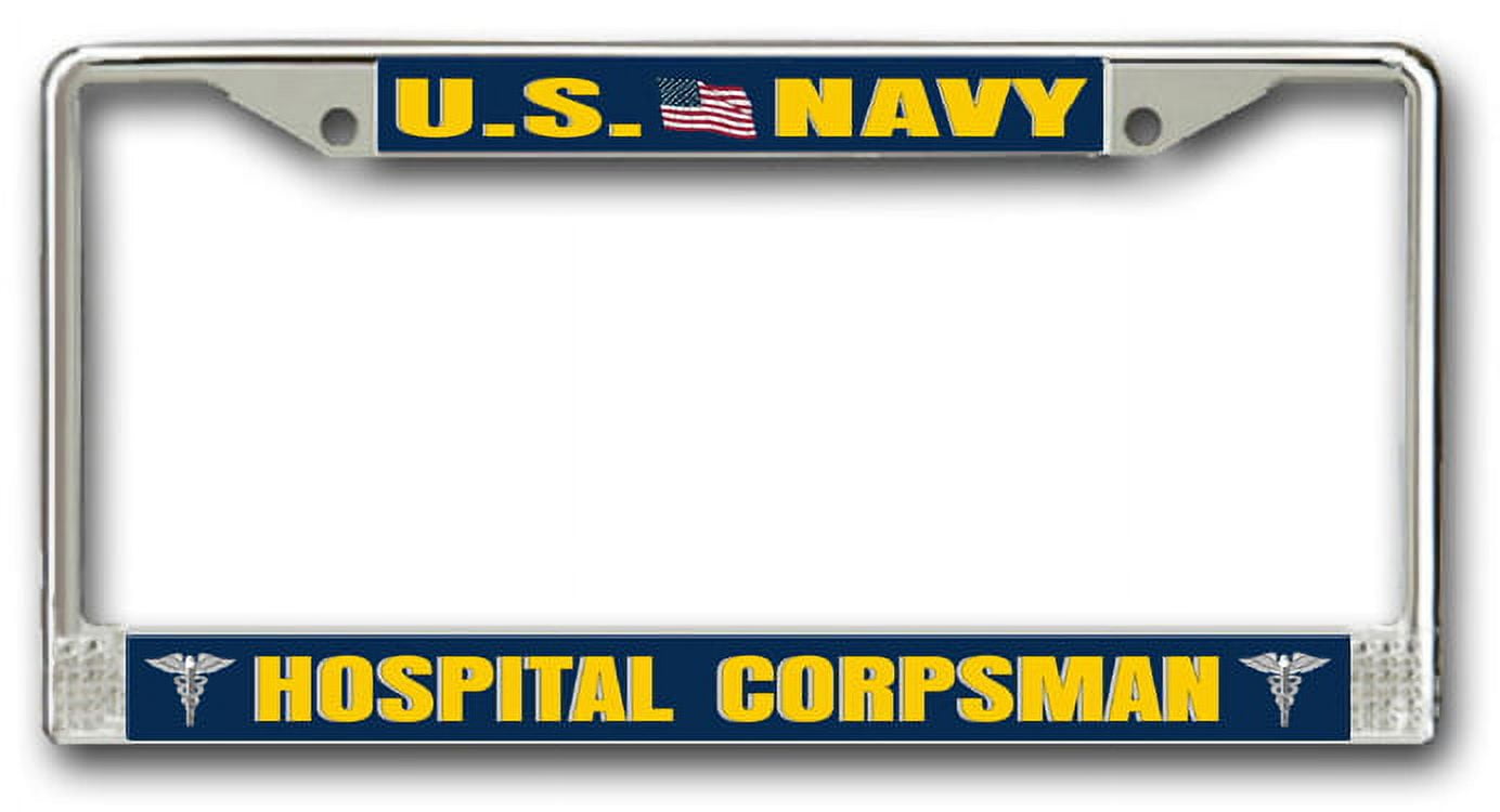 Navy Hospital Corpsman HM Chrome License Plate Frame